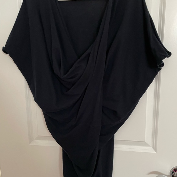 ALL SAINTS Cowl Neck Tunic-Style Draped Sweater, Short Sleeve, Dark Navy, Small - Picture 6 of 8